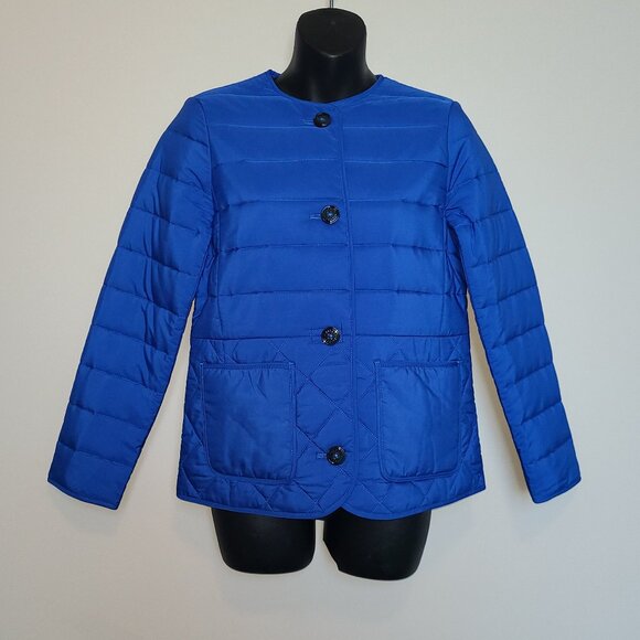 Talbots Jackets & Blazers - Talbots Petite P  Bright Blue Button Closure Puffer Coat Jacket No Collar